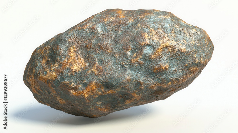 Oval rock, 3D model, studio, white Oval rock, 3D model, studio, white