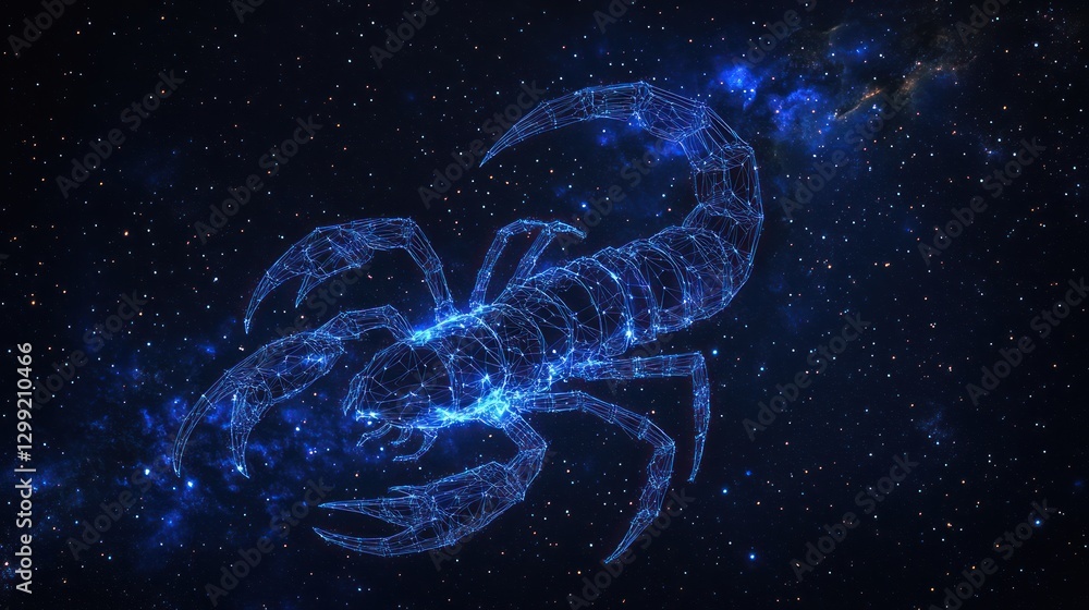 Digital Scorpion Zodiac Constellation in Space Digital Scorpion Zodiac Constellation in Space
