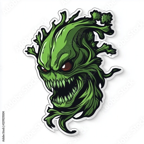 Vivid Vector Art: Green Ghast Sticker on White Background photo