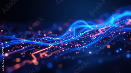 Wallpaper Mural A vibrant abstract representation of continuous integration and deployment workflows using Docker and Kubernetes with a digital glitch effect. Torontodigital.ca