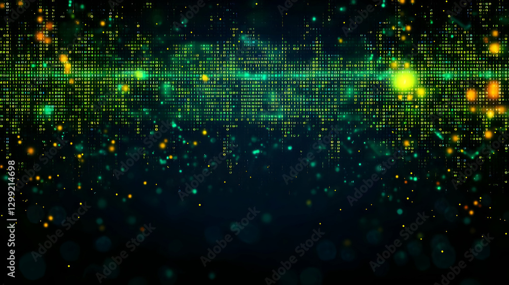 Abstract Digital Grid Pattern With Green And Yellow Lights And Blue Background Abstract Digital Grid Pattern With Green And Yellow Lights And Blue Background