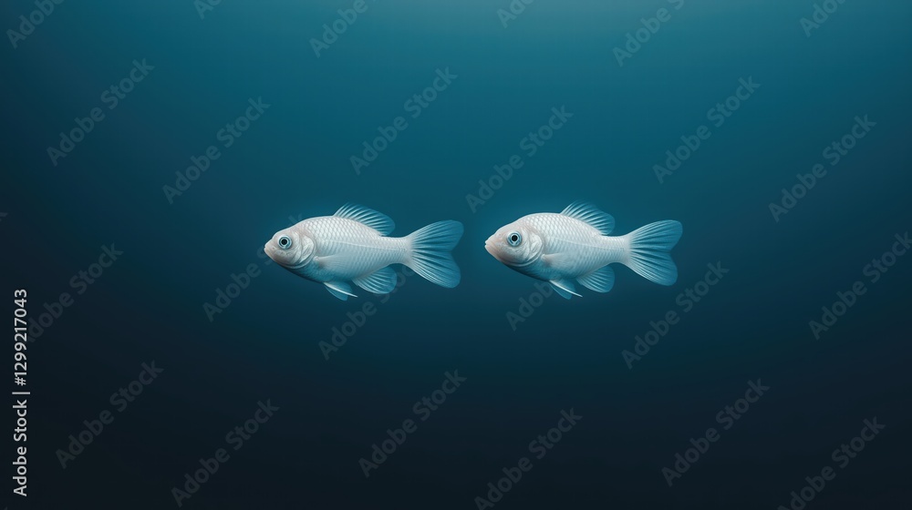 Two simple fish swimming together Two simple fish swimming together
