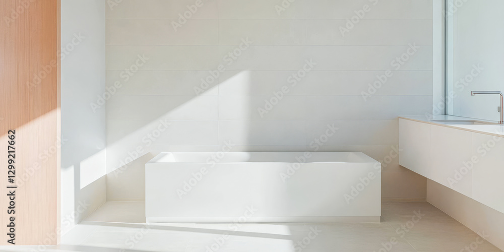 Fototapeta premium Modern minimalistic bathroom design with natural light and clean lines for relaxation