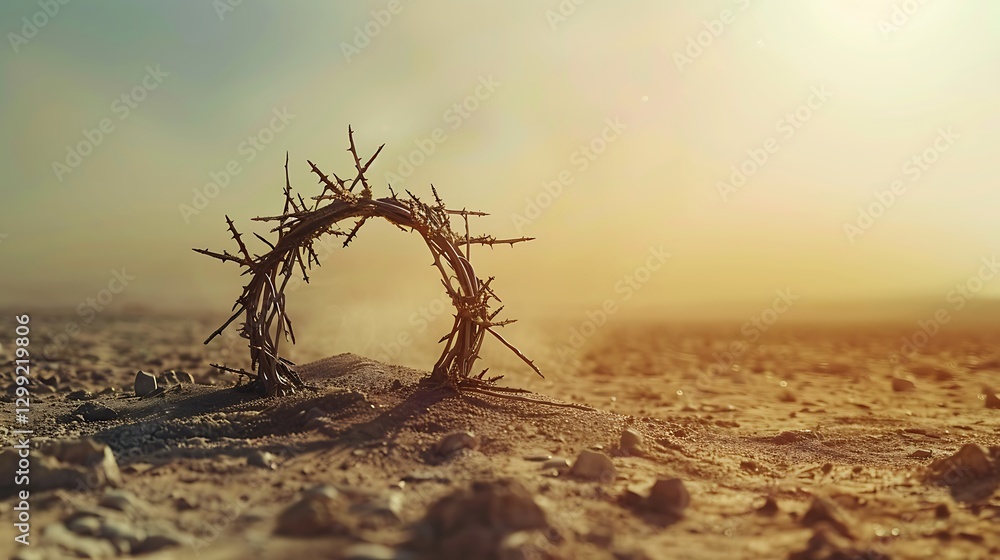 Crown of thorns on the ground. Conceptual Crown of thorns on the ground. Conceptual