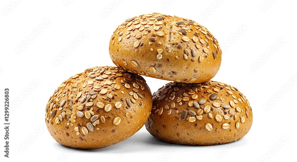 Stacked Whole Grain Seed Buns Isolated on White Background High Resolution Stacked Whole Grain Seed Buns Isolated on White Background High Resolution