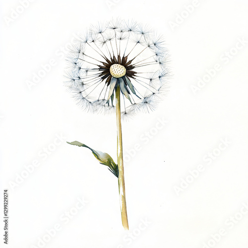 Wallpaper Mural A Watercolor hand-painted dandelion branch painting illustration isolated on a white background, illustration, AI painted Torontodigital.ca