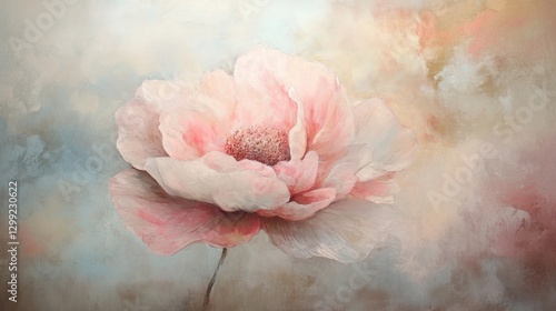 Delicate Pink Flower Abstract Painting photo