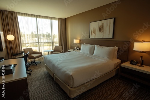 Wallpaper Mural Empty hotel room with city view, ready for guests Torontodigital.ca