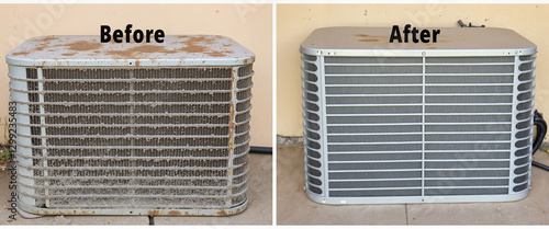 Before and after comparison of an evaporator coil cleaning, cleanliness