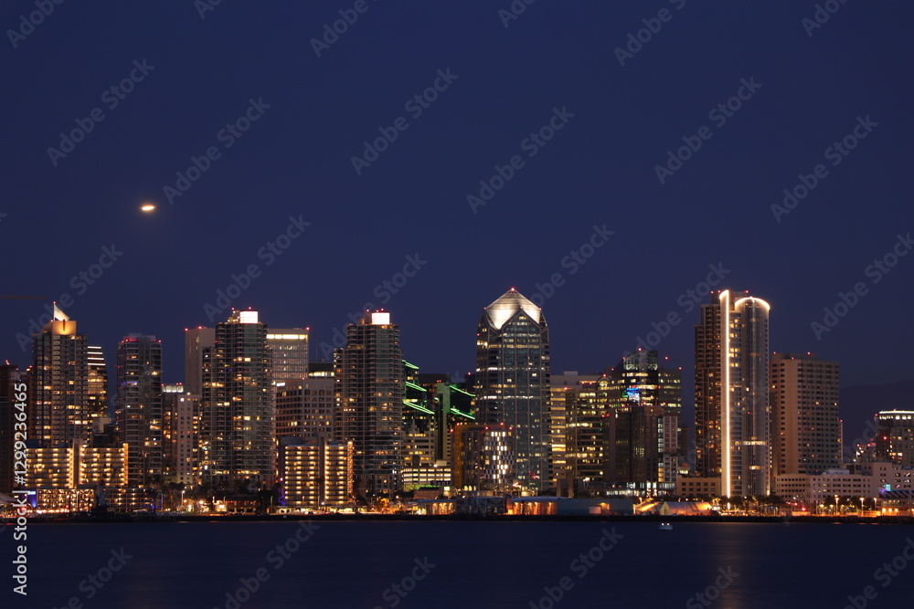 Fototapeta premium San Diego skyline at night