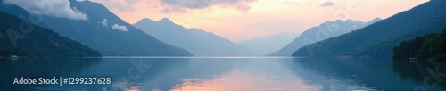Wallpaper Mural Softly glowing clouds float above a serene mountain lake, , lake, tranquility Torontodigital.ca