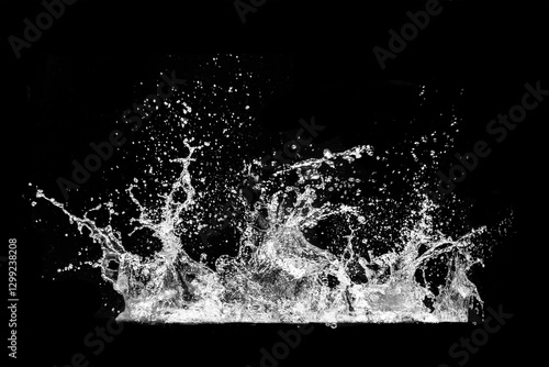 Wallpaper Mural Dynamic Splash of Water Droplets in Motion Against a Black Background Capturing Energy and Fluidity in High Contrast Monochrome Torontodigital.ca