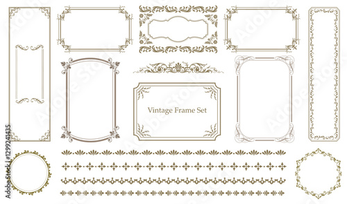 Ornate vintage elements. Set of Decorative vintage frames and borders set. Vector design. floral ornament..eps