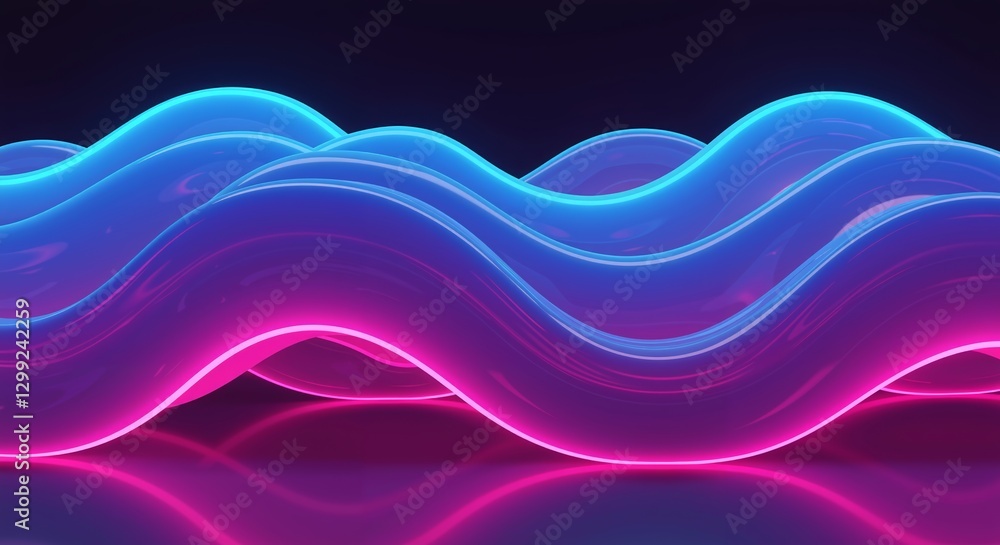Obraz premium Blue and pink wavy abstract shapes. Modern digital background in neon colors.