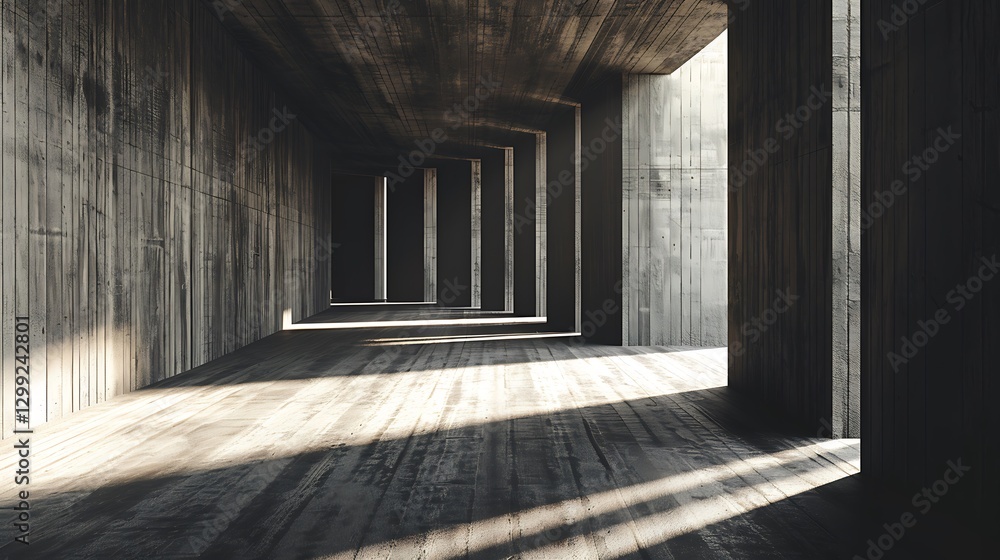 3d render of abstract empty room with wooden wall and concrete floor 3d render of abstract empty room with wooden wall and concrete floor