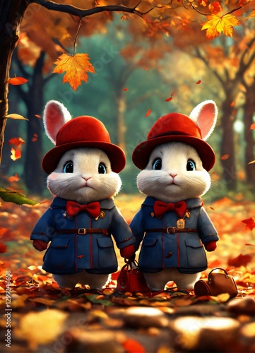 happy family in autumn park