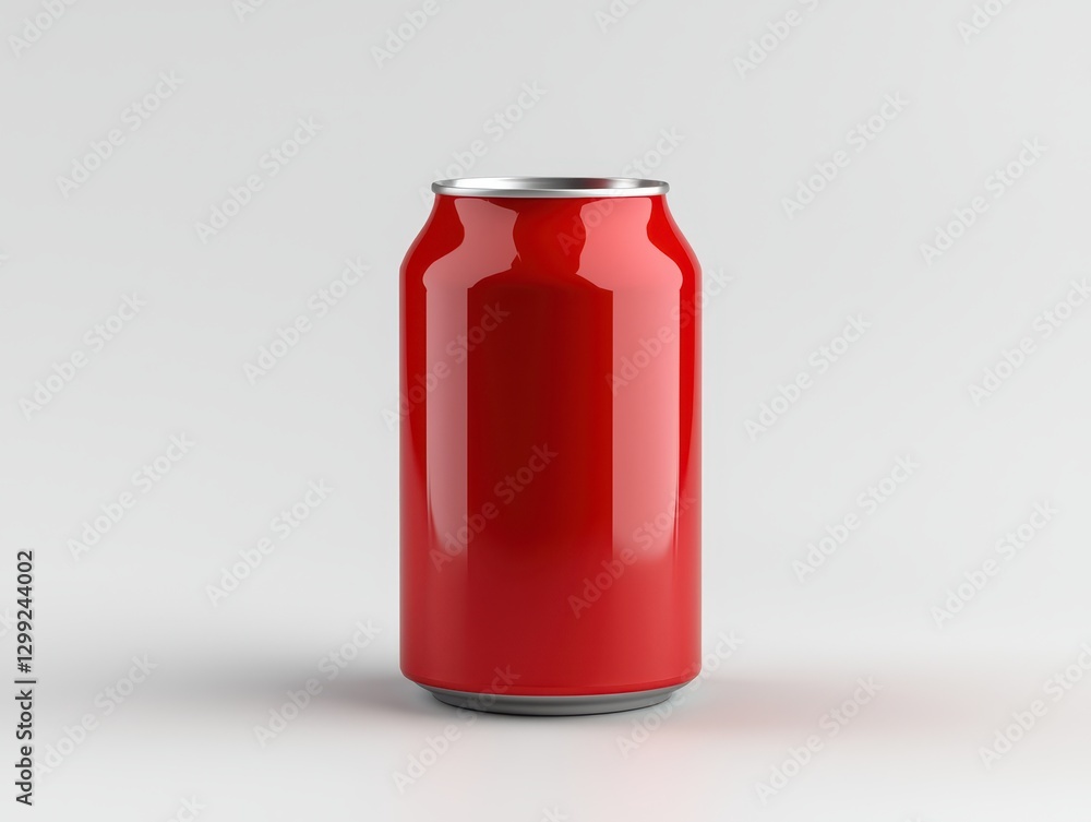 Fototapeta premium Vibrant red soda can on white, refreshing summer beverage for quenching thirst