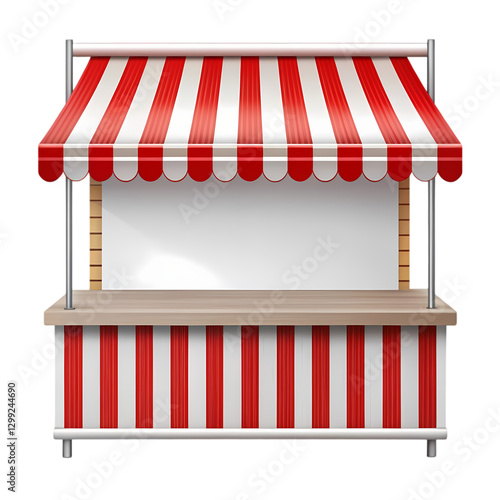 Red & White Striped Market Stall Image isolated on transparent background