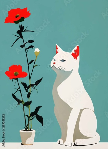 cat with flower