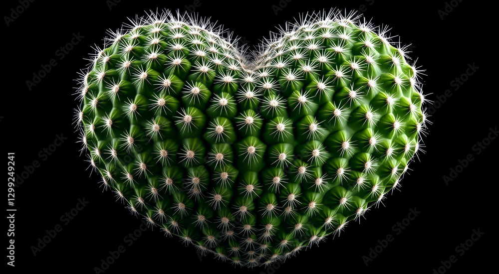 Heart-shaped cactus on a black background. Perfect for Valentine's Day and nature-themed designs. Heart-shaped cactus on a black background. Perfect for Valentine's Day and nature-themed designs.
