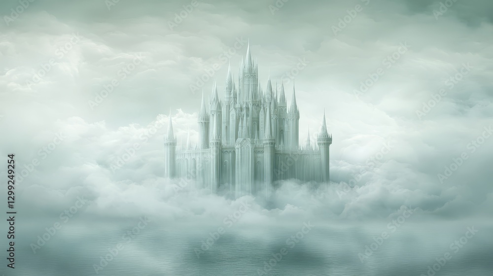 Majestic castle in the clouds, breathtaking scene of fantasy and wonder Majestic castle in the clouds, breathtaking scene of fantasy and wonder