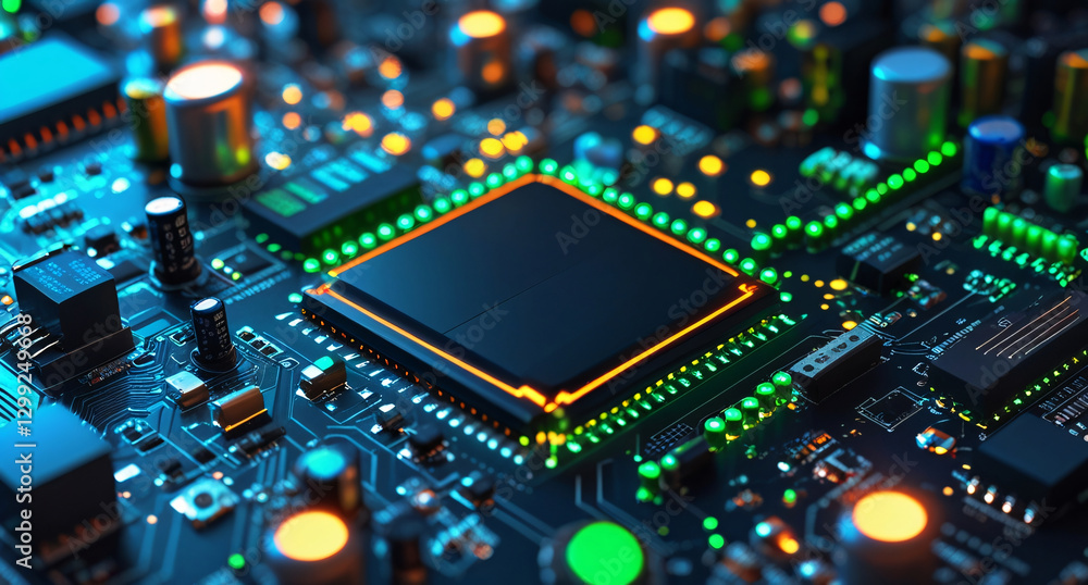 Obraz premium Image of a digital artwork featuring a circuit board.