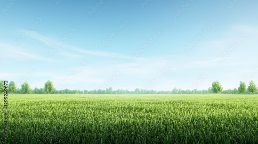 Obraz premium Vast green meadow, serene landscape of nature's tranquility lush