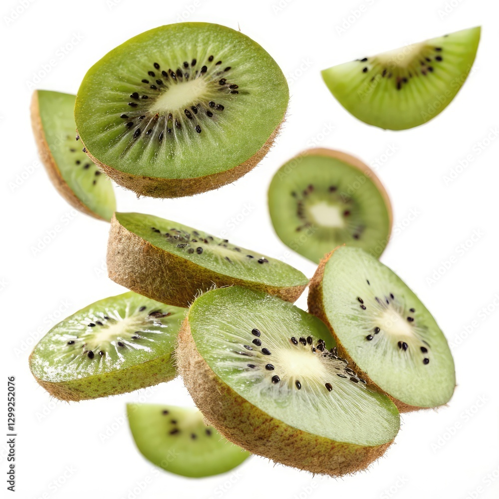 Fototapeta premium kiwi slices on white background
