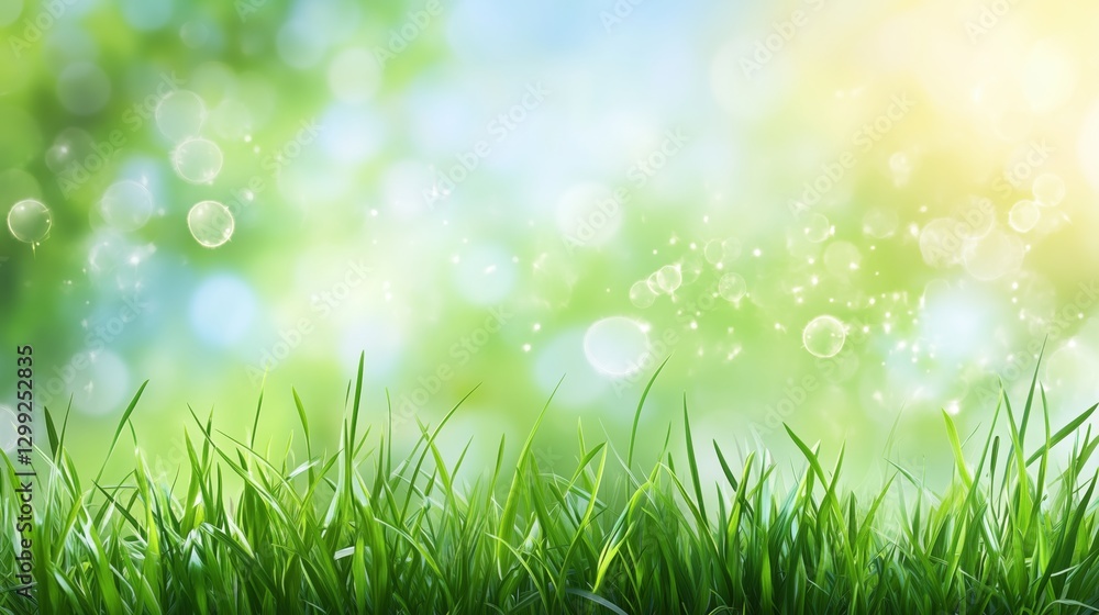 Lush green grass glimmering in the sunlight with soft bokeh effect in a vibrant natural setting Lush green grass glimmering in the sunlight with soft bokeh effect in a vibrant natural setting