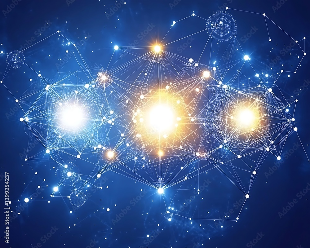 Fototapeta premium Abstract Illustration of the Network of Stars and Nodes