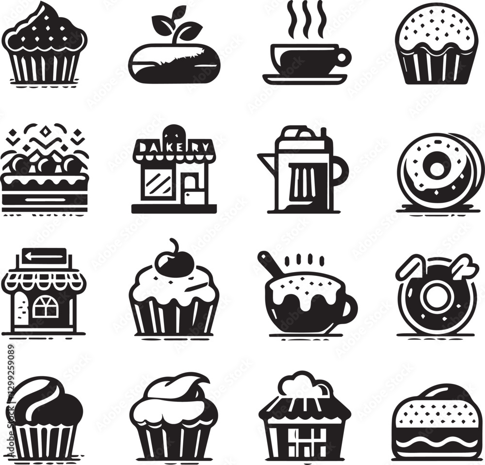 color icons of bakeries color icons of bakeries