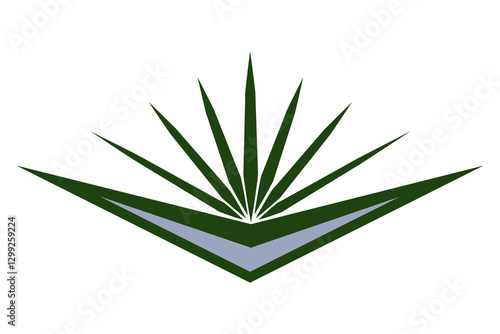 Green ornamental fantasy element. Creative geometric tattoo design with sharp rays. Triangle ornament isolated vector illustration.