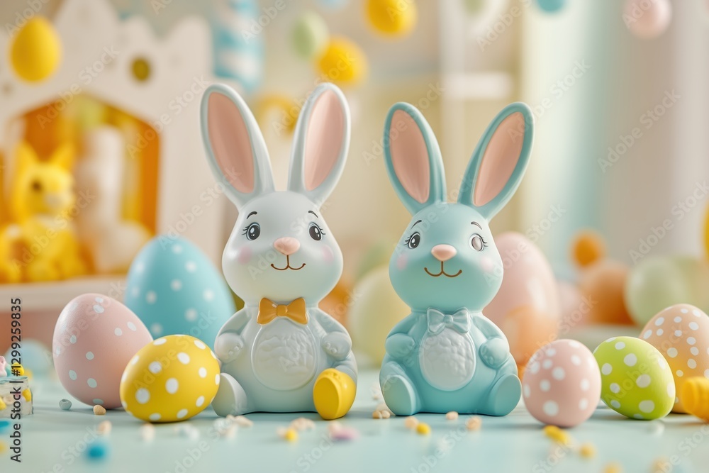 custom made wallpaper toronto digitalA modern Easter event template with cute bunnies, Easter eggs, and family-friendly design