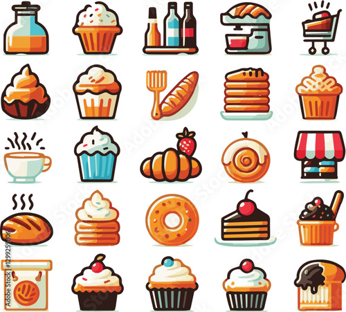 color icons of bakeries