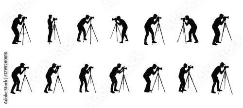 Photographer Silhouettes with Camera and Tripod - Professional Photography Poses
