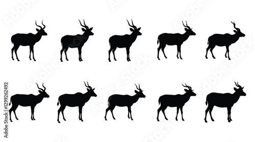 Antelope Silhouette Set - Wild Safari Animal Vector