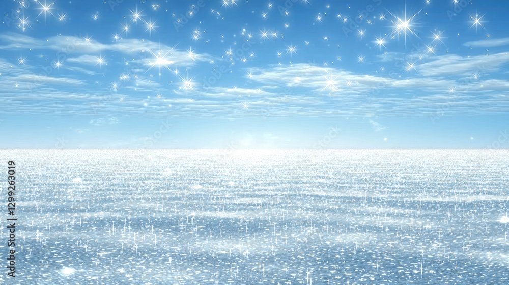 Obraz premium Serene ocean sunrise, starry sky, peaceful landscape. Ideal for tranquility, calmness themes