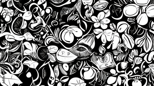 Wallpaper Mural Abstract Black and White Pattern Design for Print and Decor Torontodigital.ca