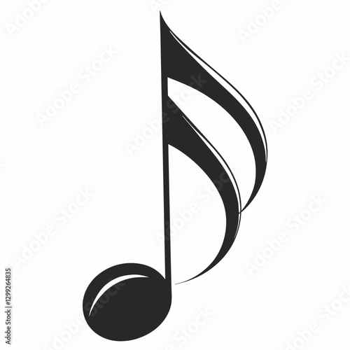 Elegant Half Note Looking Right: Modern Musical Symbol Concept - Music Education, Sheet Music Publishing, Digital Audio Production.Minimalist half note emerges with bold presence