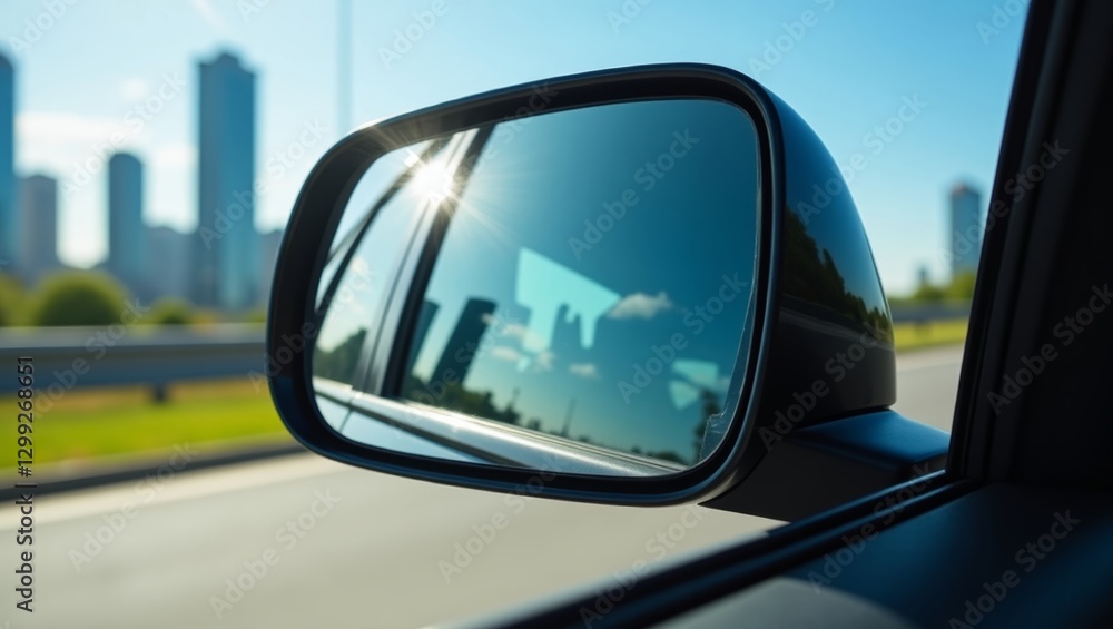 Safe Driving and Rearview Mirrors, Responsible Driver, Road Trip and Safety behind the Wheel Safe Driving and Rearview Mirrors, Responsible Driver, Road Trip and Safety behind the Wheel