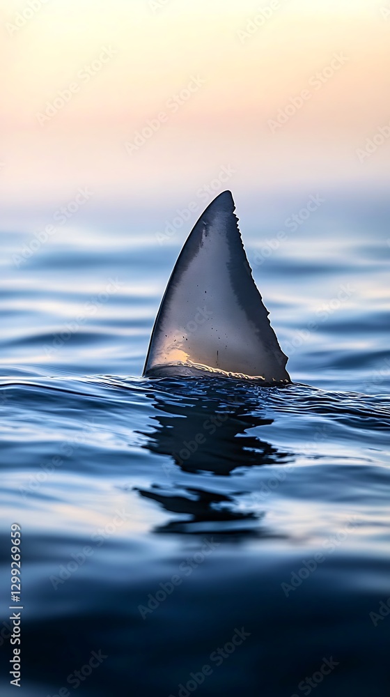 Naklejka premium Menacing shark fin moving through rippling sea photo