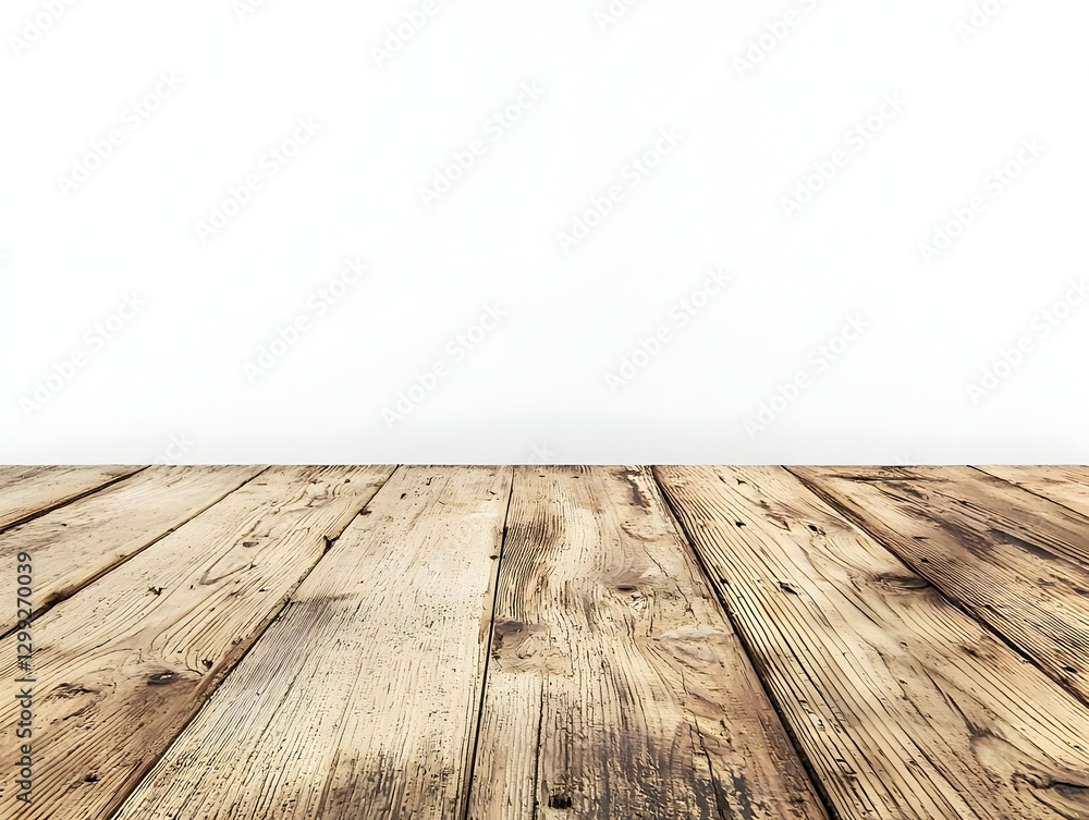Photo of an Empty Wooden Platform with a White Background Photo of an Empty Wooden Platform with a White Background