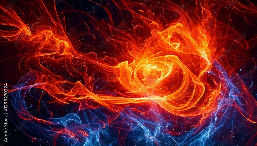 4K rendered, ultra-realistic VFX texture of dynamic fire and plasma waves. Bright, glowing orange and dark red flames intertwine with electric blue plasma bursts, for sci-fi explosions, motion graphic 4K rendered, ultra-realistic VFX texture of dynamic fire and plasma waves. Bright, glowing orange and dark red flames intertwine with electric blue plasma bursts, for sci-fi explosions, motion graphic