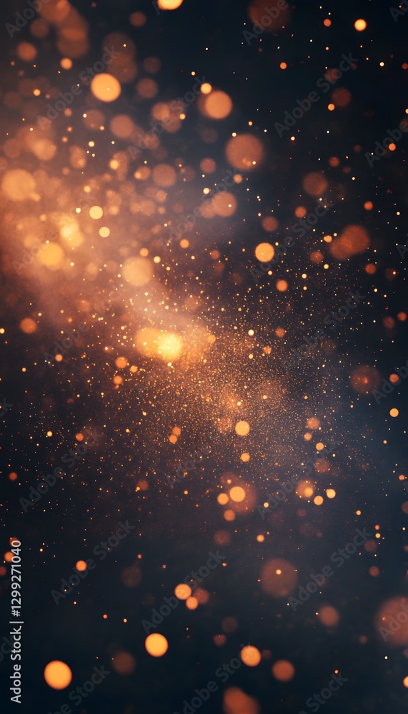 Fototapeta premium Abstract dark background with glowing bokeh light particles shimmering