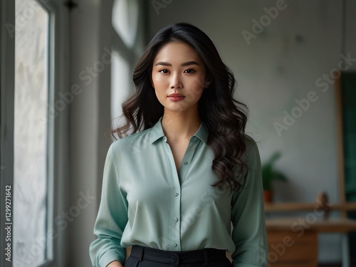 Confident businesswoman in stylish attire radiating poise and elegance Free Download Confident businesswoman in stylish attire radiating poise and elegance - GFXLoad