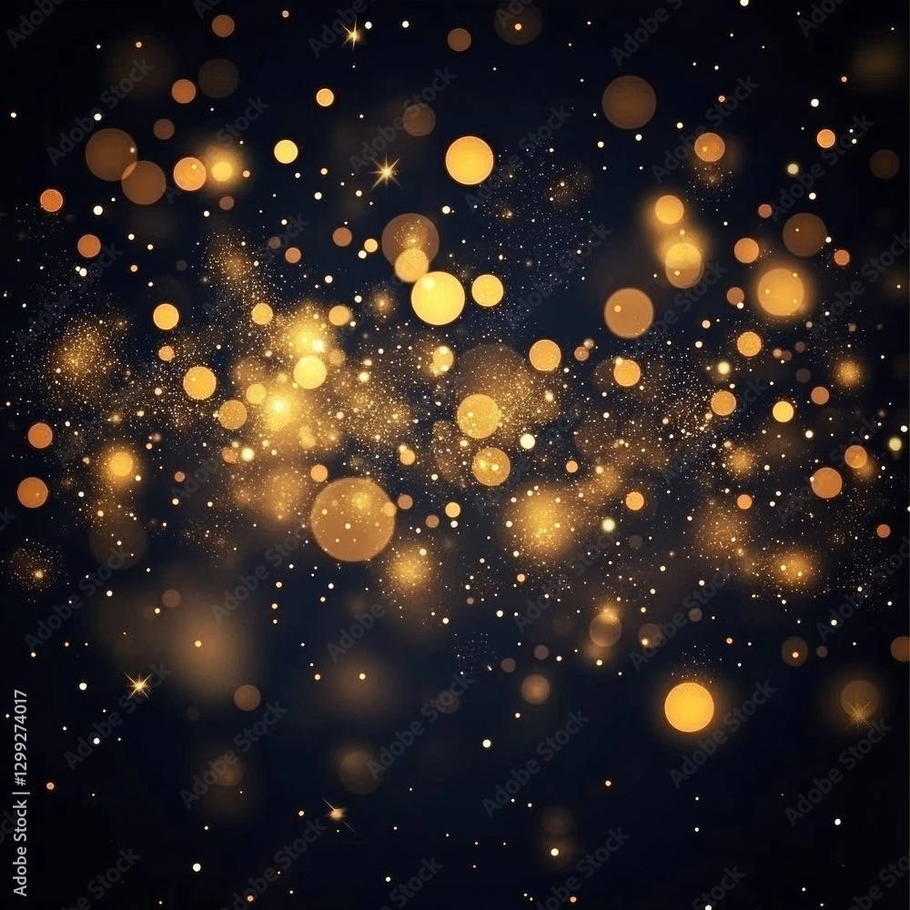 Obraz premium Abstract blurred background with bokeh lights in beige and gold colors