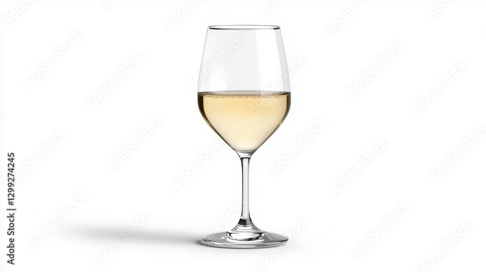 A clean, elegant glass filled with white wine, showcasing its clear color and delicate form against a minimalist background. A clean, elegant glass filled with white wine, showcasing its clear color and delicate form against a minimalist background.