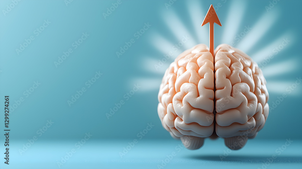 A brain with an arrow pointing upwards A brain with an arrow pointing upwards