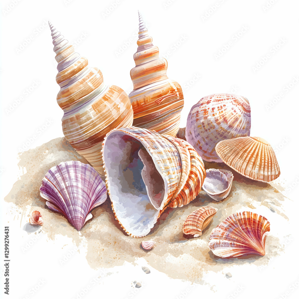 Whimsical seamless pattern of seashells capturing the essence of a tranquil beach retreat. Generative AI Whimsical seamless pattern of seashells capturing the essence of a tranquil beach retreat. Generative AI
