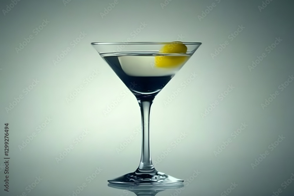 Cocktail Elegance: A beautifully presented cocktail with an olive garnish sits poised in a sleek martini glass, captured with striking attention to detail. Cocktail Elegance: A beautifully presented cocktail with an olive garnish sits poised in a sleek martini glass, captured with striking attention to detail.